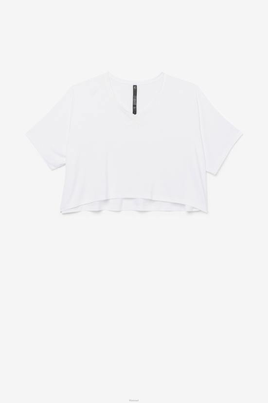 לבן FILA fila white fi-lux hi-low crop top 68LF1918