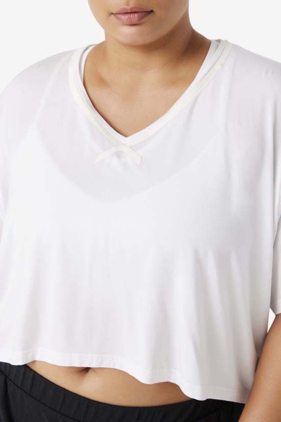 לבן FILA fila white fi-lux hi-low crop top 68LF1918