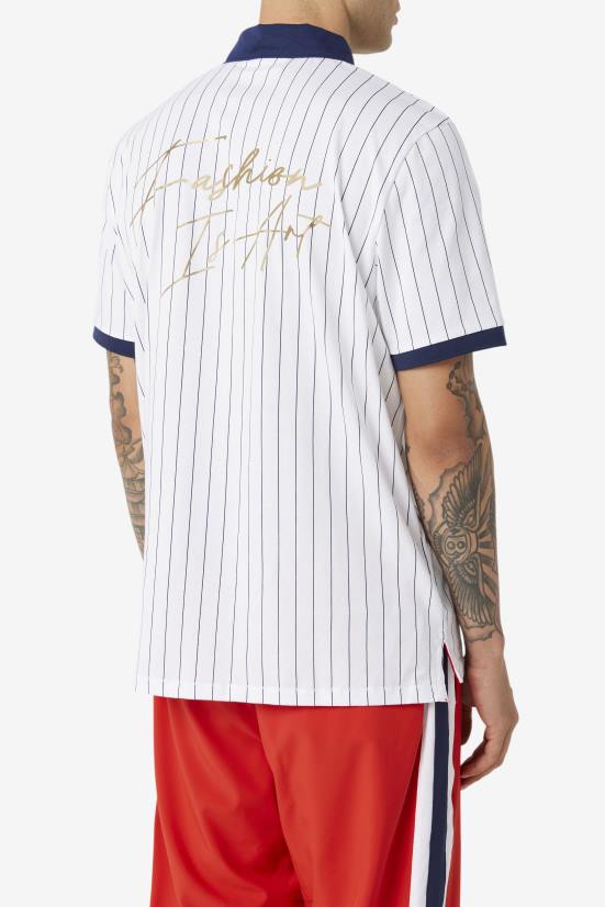 לבן / מעיל טווס / אדום FILA fila white/peacoat/red fila x the museum bb1 polo 68LF418