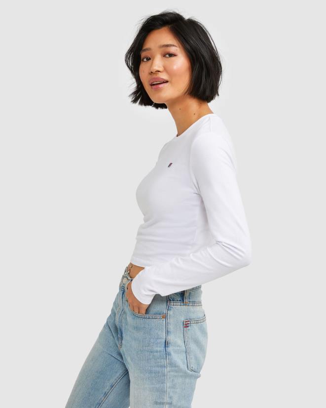 לבן FILA תג נשים l/s טי פילה לבן 68LF2885