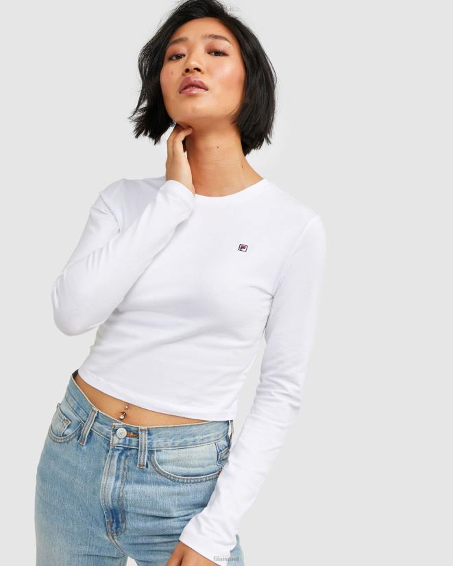 לבן FILA תג נשים l/s טי פילה לבן 68LF2885