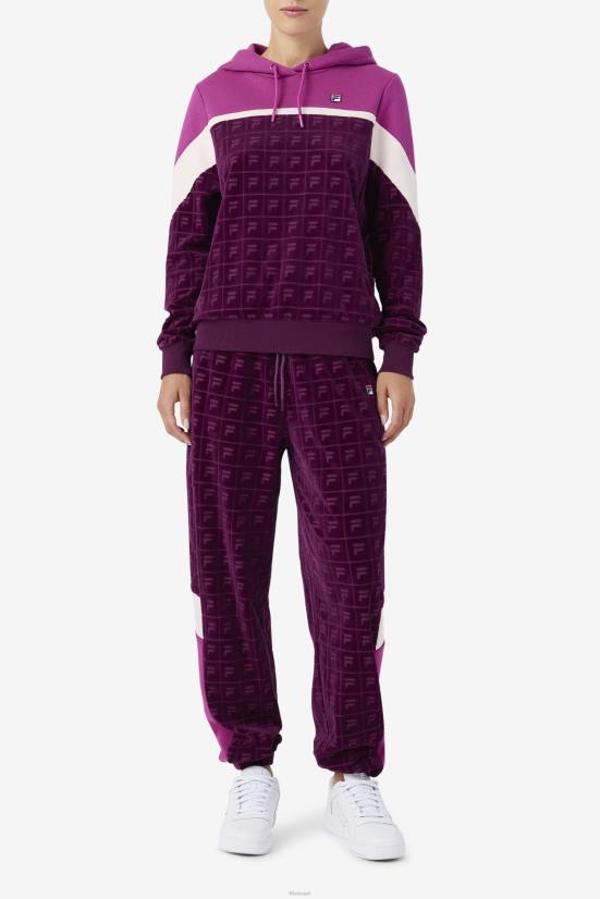 יין ענבים/רוז'/פוטפורי FILA lorri velour hoodie ענבים יין/רוז'/פוטפורי פילה 68LF1487