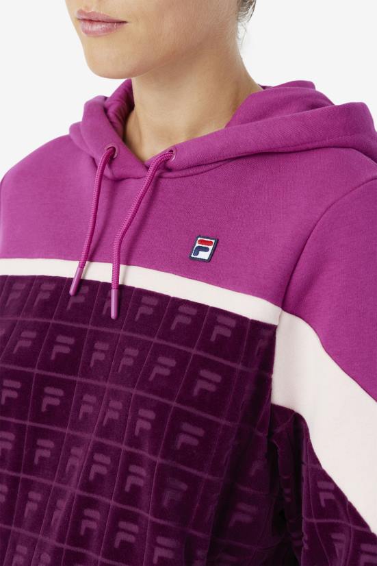 יין ענבים/רוז'/פוטפורי FILA lorri velour hoodie ענבים יין/רוז'/פוטפורי פילה 68LF1487