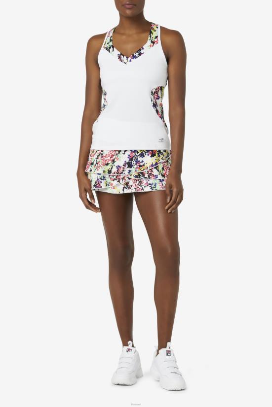 הדפס פרחוני/לבן רב צבעים FILA טנק קולר pickleball הדפס פרחוני צבעוני/פילה לבנה 68LF2033