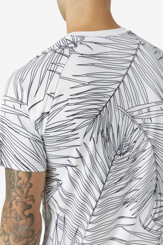 הדפס כף יד לבן/לבן FILA pickleball שרוול קצר צוות fila הדפס דקל לבן/לבן 68LF1112