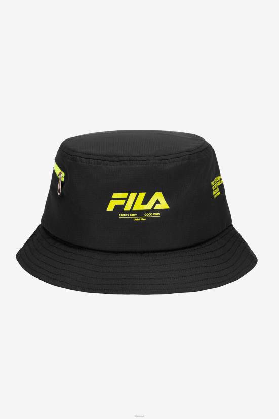 שָׁחוֹר FILA כובע דלי שחור ripstop fila 68LF970