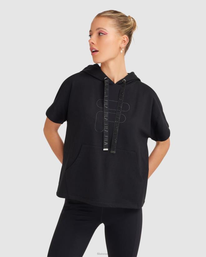 שָׁחוֹר FILA קפוצ'ון ספנסר ss נשים שחורות 68LF2814