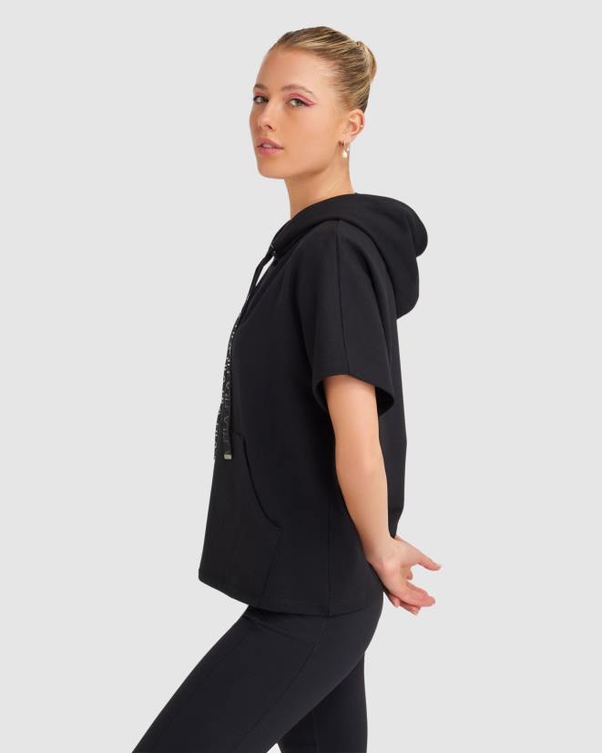 שָׁחוֹר FILA קפוצ'ון ספנסר ss נשים שחורות 68LF2814