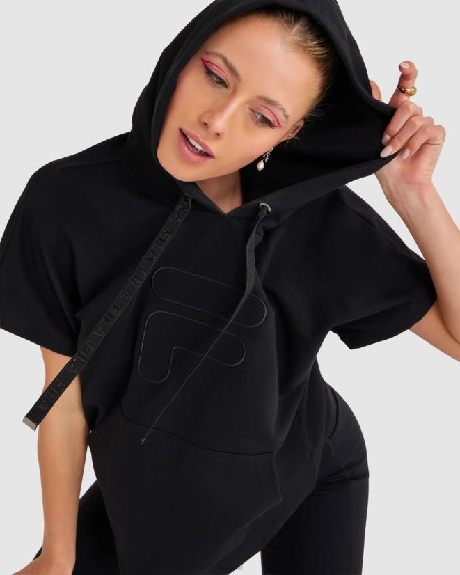 שָׁחוֹר FILA קפוצ'ון ספנסר ss נשים שחורות 68LF2814