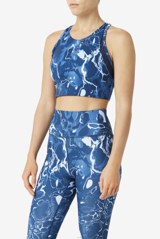 שיש חיל הים FILA חזיית ספורט מוגבהת t-back נייבי שיש פילה 68LF1799