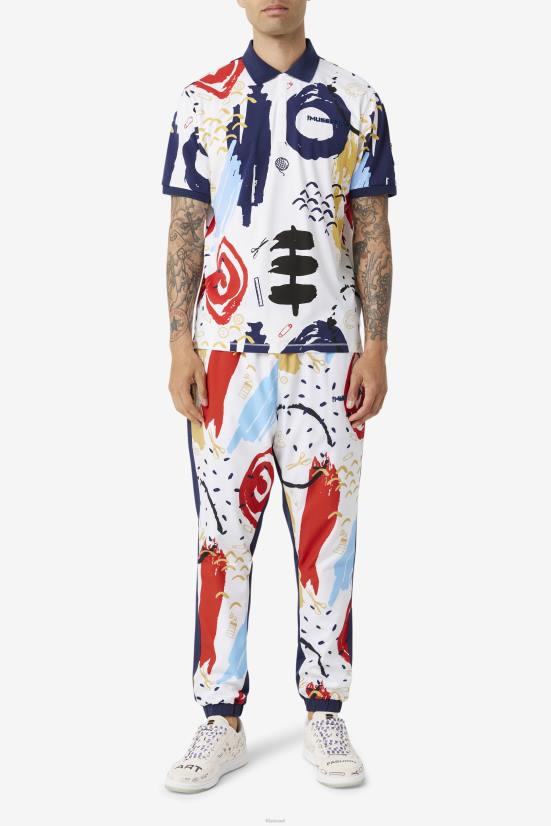 לבן / מעיל טווס / אדום FILA פילה פילה לבן/טווס/אדום x המוזיאון מודפס פולו 68LF417